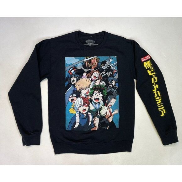 My Hero Academia Graphic Sweatshirt Men Small Black Characters Anime - Picture 1 of 6